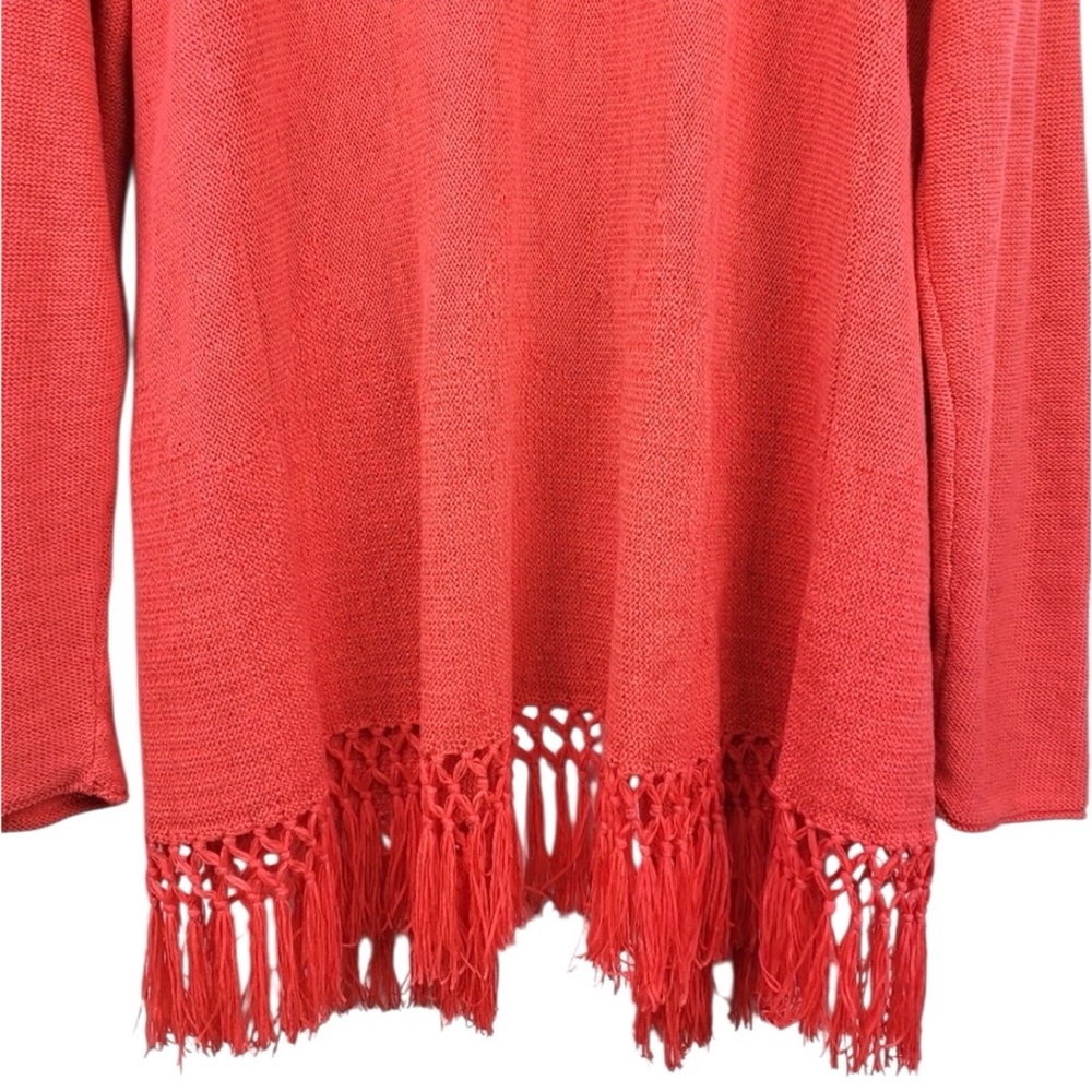 Lilly Pulitzer Tatum Open Cardigan Picante Coral Fringe Scallop Size XL - Picture 4 of 7